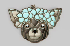 Pet Portrait Laser Cut File - Floral Dog - Chihuahua Product Image 5
