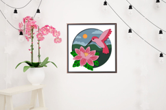 Hummingbird Layered papercut / Flower Layered paper cut Product Image 3