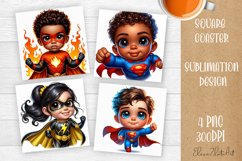 Super heroes Square Coaster Sublimation Design Product Image 1