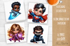 Super heroes Square Coaster Sublimation Design Product Image 1
