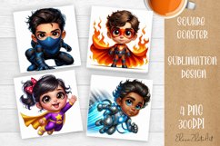 Super heroes Square Coaster Sublimation Design Product Image 1