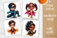 Super heroes Square Coaster Sublimation Design Product Image 1