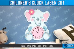 Children&#039;s Clock Laser Cut Design, 3D Kids Clock, Elephant Product Image 1