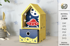 3D Children&#039;s House Box Laser Cut. Kid&#039;s Storage Wooden Box Product Image 13