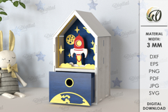 3D Children&#039;s House Box Laser Cut. Kid&#039;s Storage Wooden Box Product Image 6