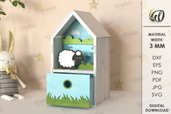 3D Children&#039;s House Box Laser Cut. Kid&#039;s Storage Wooden Box Product Image 7