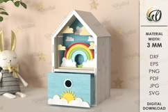 3D Children&#039;s House Box Laser Cut. Kid&#039;s Storage Wooden Box Product Image 12