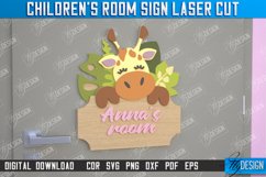 Children&#039;s Room Sign | Door Sign | Giraffe Design | CNC File Product Image 1