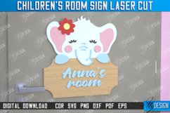 Children&#039;s Room Sign | Door Sign | Elephant Design |CNC File Product Image 1