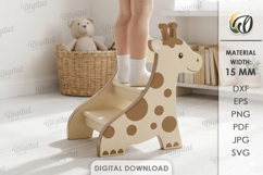 3D Kids Step Stand Laser Cut. Kids Giraffe Step Stool SVG Product Image 1