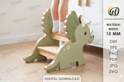 3D Kids Step Stand Laser Cut. Kids Dinosaur Step Stool SVG Product Image 1