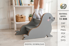 3D Kids Step Stand Laser Cut. Kids Seal Step Stool SVG Product Image 1