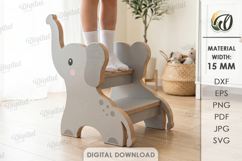 3D Kids Step Stand Laser Cut. Kids Elephant Step Stool SVG Product Image 1