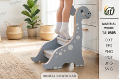 3D Kids Step Stand Laser Cut. Kids Dino Step Stool SVG Product Image 1