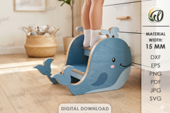3D Kids Step Stand Laser Cut. Kids Whale Step Stool SVG Product Image 1