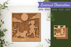 Children With Dogs Lasercut Wall Decor SVG Product Image 1