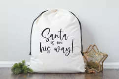 Santa is on his way, Christmas design on santa sack