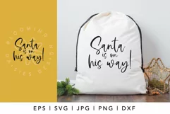 Santa is on his way, Christmas design on santa sack