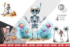 Chill Summer Skeletons Clipart Product Image 1