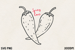 Spicy Love Chili Peppers SVG PNG | Funny Valentine Food Product Image 1