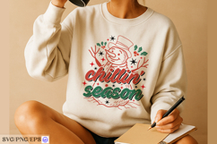 Chillin&#039; Season Christmas Hand-Drawn SVG T-shirt Design Product Image 3