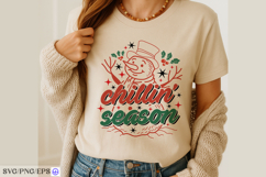 Chillin&#039; Season Christmas Hand-Drawn SVG T-shirt Design Product Image 4