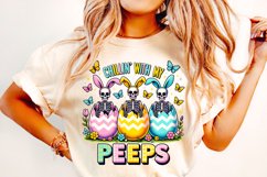 Chillin&#039; With My Peeps, Easter Bunny Skeleton PNG, Easter Product Image 2