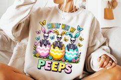 Chillin&#039; With My Peeps, Easter Bunny Skeleton PNG, Easter Product Image 1