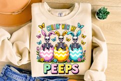 Chillin&#039; With My Peeps, Easter Bunny Skeleton PNG, Easter Product Image 3