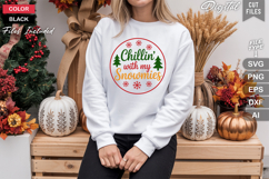 Chillin&#039; With My Snowmies SVG | Christmas Round Sign SVG Product Image 4