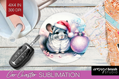 Chinchilla Pastel Christmas Car Coaster Coquette Xmas PNG Product Image 1