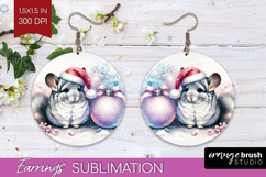 Chinchilla Pastel Christmas Round Earrings Coquette Xmas PNG Product Image 1