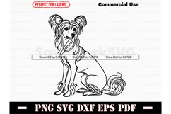 Chinese Crested Dog Line Art Design SVG PNG DXF EPS PDF Product Image 1