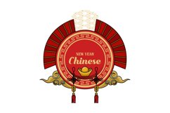 Chinese new year circle frame with traditional ornament desi Product Image 1