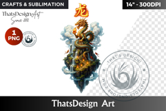 Dragon Chinese zodiac signs Clipart, Floating island PNG Product Image 1