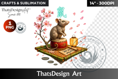 Rat Chinese zodiac sign Clipart, Floating island,new year Product Image 1