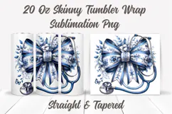 Nurse Chinoiserie Coquette Bow Tumbler Wrap Sublimation PNG Product Image 2