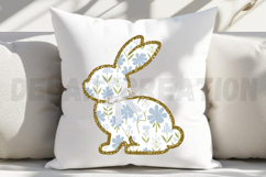Chinoiserie Bunny Blue Floral Sublimation PNG Product Image 4