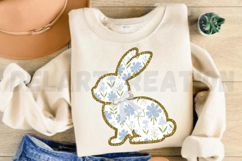 Chinoiserie Bunny Blue Floral Sublimation PNG Product Image 3
