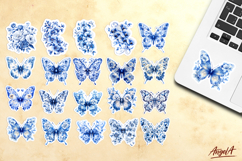 Chinoiserie floral butterfly stickers bundle, flower bouquet Product Image 4