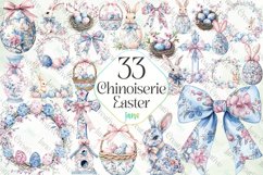 Chinoiserie Easter Sublimation Clipart Product Image 1