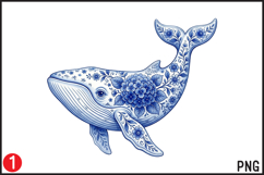 Chinoiserie Ocean Animals PNG |10 Blue Chinoiserie Ocean Product Image 2