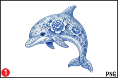 Chinoiserie Ocean Animals PNG |10 Blue Chinoiserie Ocean Product Image 4