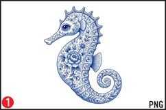 Chinoiserie Ocean Animals PNG |10 Blue Chinoiserie Ocean Product Image 6