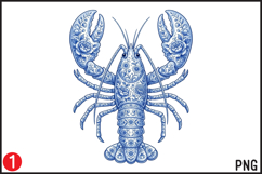 Chinoiserie Ocean Animals PNG |10 Blue Chinoiserie Ocean Product Image 8