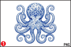 Chinoiserie Ocean Animals PNG |10 Blue Chinoiserie Ocean Product Image 9