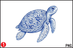 Chinoiserie Ocean Animals PNG |10 Blue Chinoiserie Ocean Product Image 11