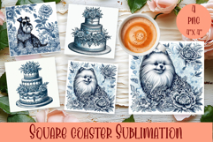Blue and white ceramics in chinoiserie style Square Coaster Product Image 1