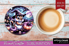 Chipmunk Halloween Round Coaster Cute Animal Coaster PNG Product Image 1