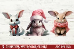 Chirstmas Bunnies Clipart , Chirstmas Bunnies Clipart, Product Image 1